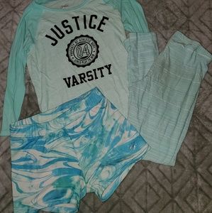 Justice top 12, leggings 16, and athletic shorts12